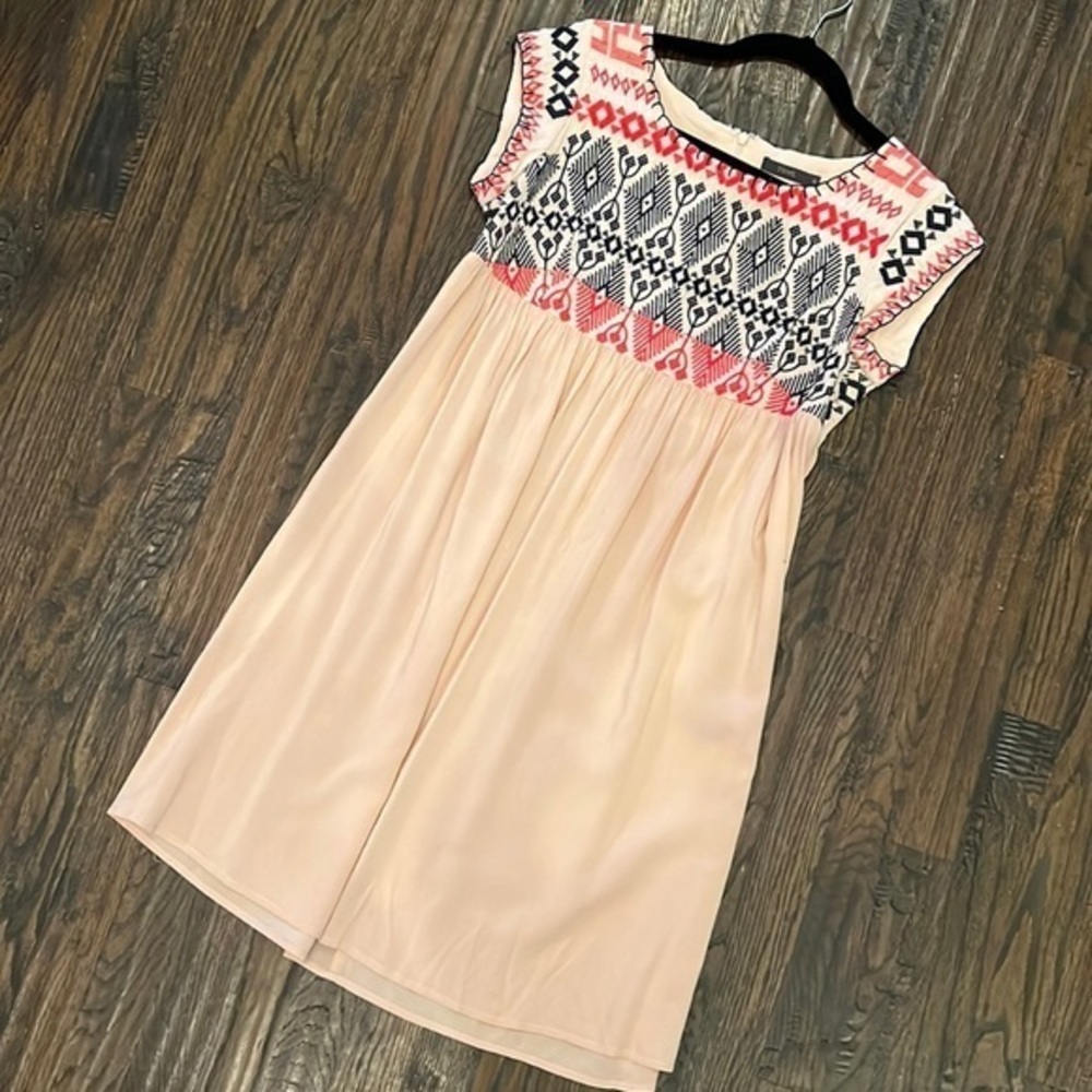 THML Embroidered Tan Dress - Medium